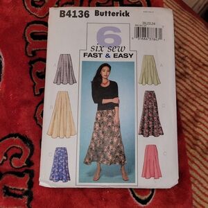 Butterick B4136 Women’s Floral Long Skirt Pattern 6 Sew Fast And Easy 20,22,24